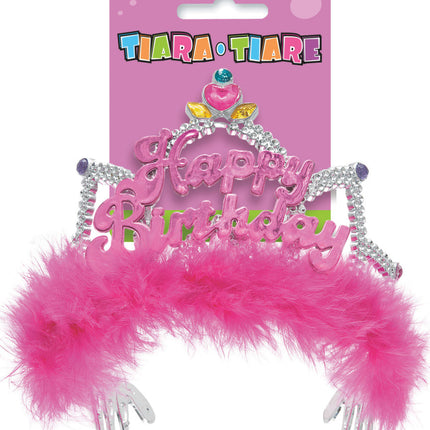 Corona Princesas Feliz Cumpleaños Rosa