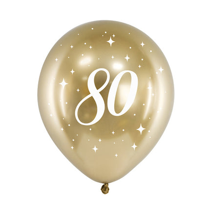 Globos 80 Años Oro 30cm 6pcs
