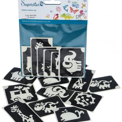 Plantilla Tatuaje Negro Animales 12pcs