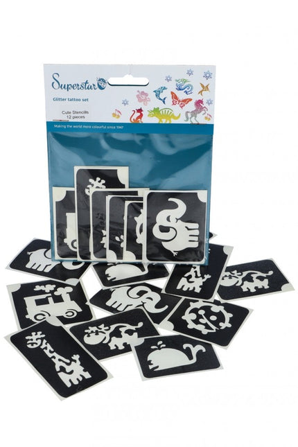Plantilla Tatuaje Negro Animales 12pcs