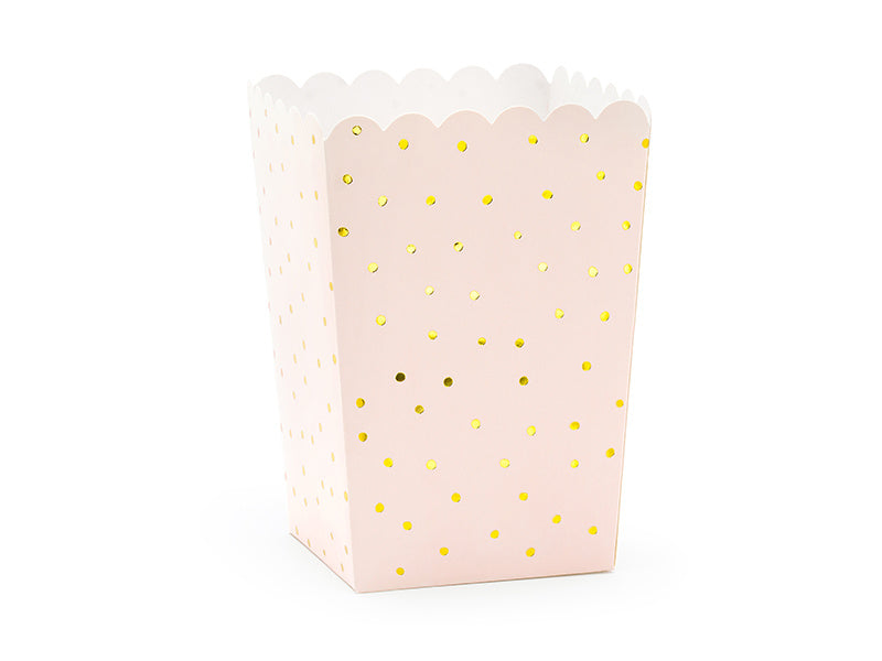 Cuencos para palomitas rosa claro lunares dorados 12,5cm 6pcs