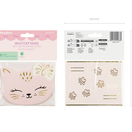 Invitaciones Gato 13cm 6pcs