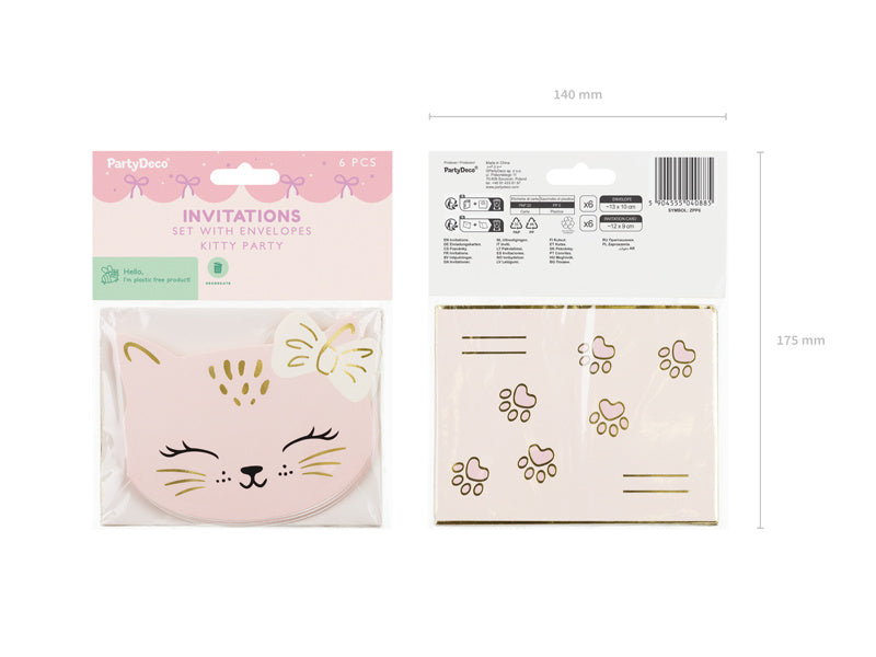 Invitaciones Gato 13cm 6pcs
