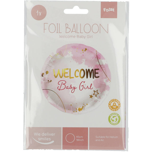 Globo de Helio Welcome Girl Rosa Vacío 45cm