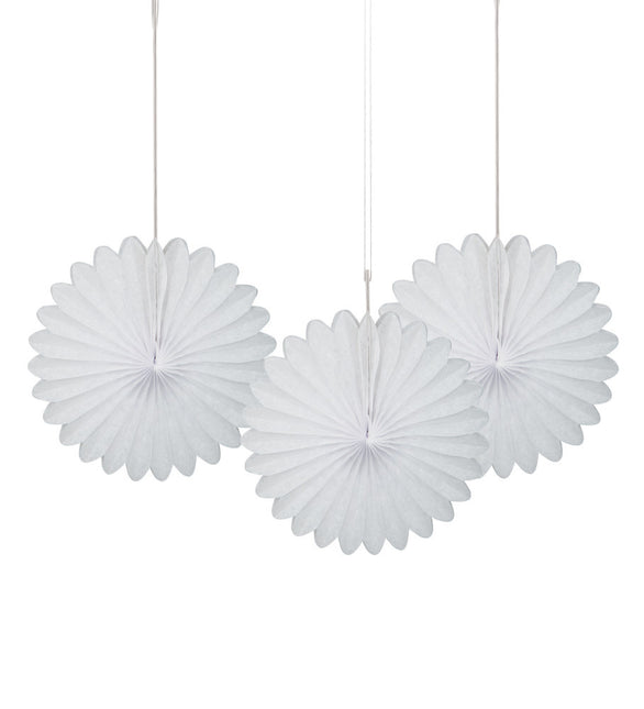 Abanicos de Papel Blanco 15cm 3pcs