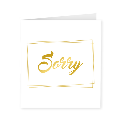 Tarjeta Sorry Oro Blanco 15cm