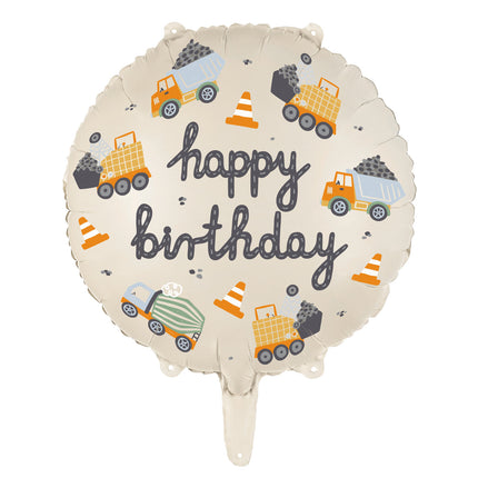 Feliz Cumpleaños Globo de Helio Vehículos de Construcción Vacío 45cm