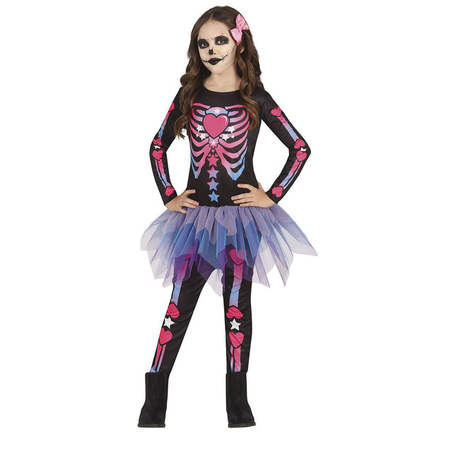 Disfraz Esqueleto Halloween Niña Rosa