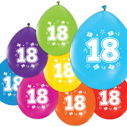 Globos de Colores 18 Años 30cm 8pcs