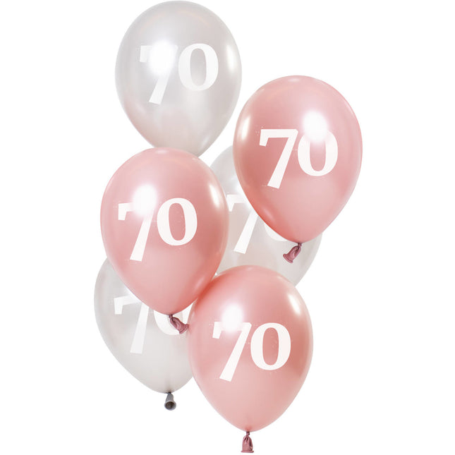 Globos 70 Años Rosa 23cm 6pcs