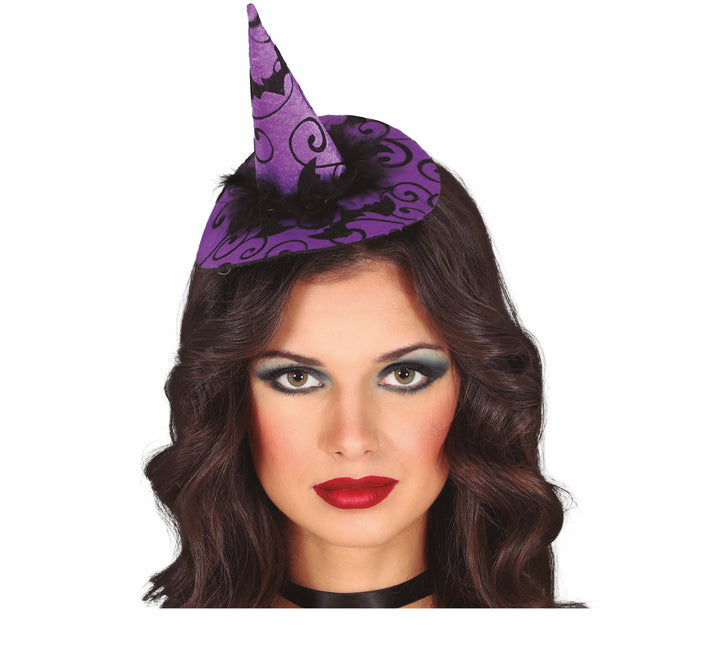 Diadema de Halloween Morada Sombrero de Bruja