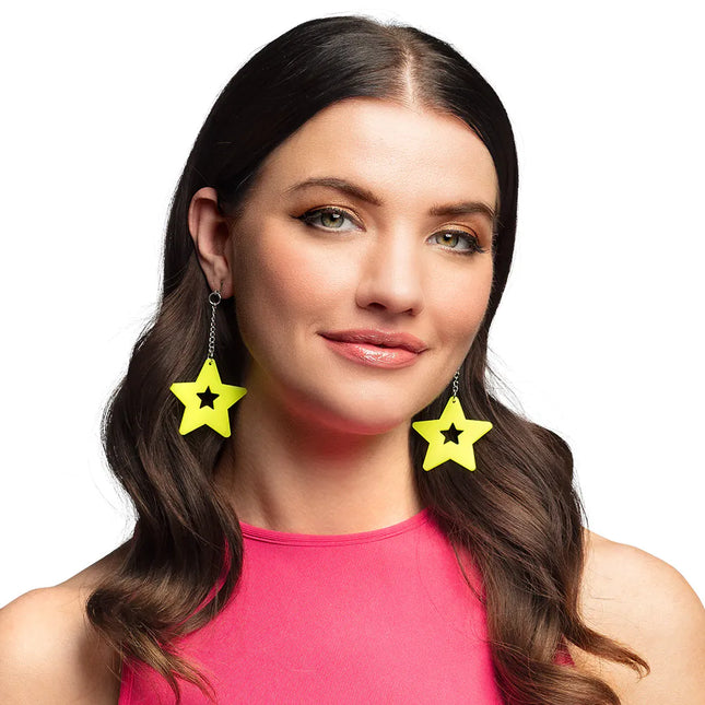 Pendientes Estrella Amarillo Neón