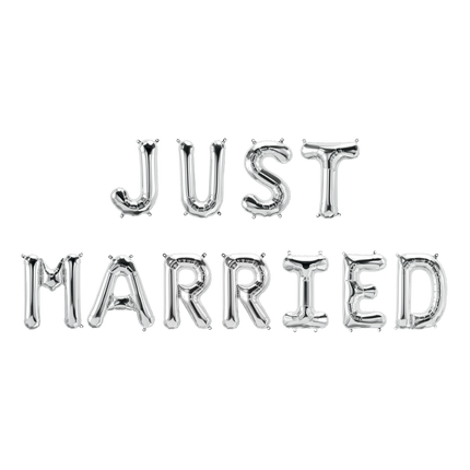 Set Globos Plateados Just Married 1.9m