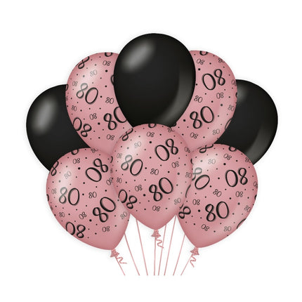 Globos 80 Años Rosa Negra 30cm 8pcs