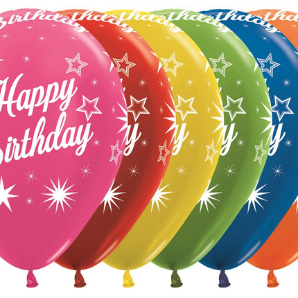 Globos Feliz Cumpleaños Sparkle Metallic Mix 30cm 25pcs