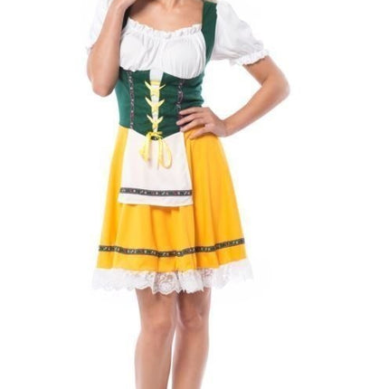 Vestido Dirndl Oktoberfest Amarillo Verde