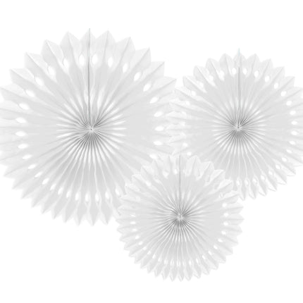 Abanicos de Papel Blanco Set 20-30cm 3 piezas