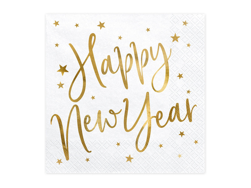 Servilletas Feliz Año Nuevo Blanco 33cm 20pcs