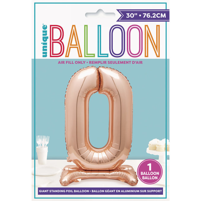 Globo Foil Figura 0 Oro Rosa Estándar 76cm