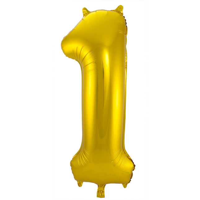 Globo Foil Figura 1 Oro Metalizado XL 86cm vacío