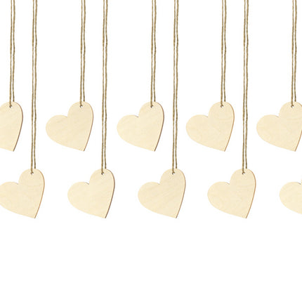 Colgantes Corazón Madera 6cm 10pcs