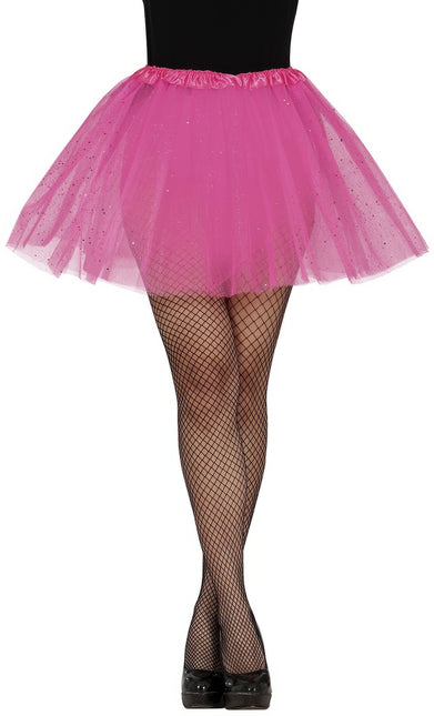 Tutú Rosa Damas Purpurina 40cm