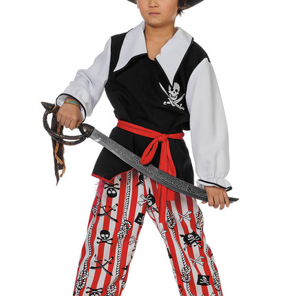 Traje Pirata Negro Blanco Niño