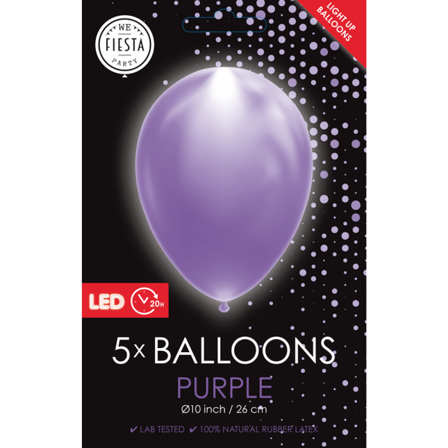 Globos Led Morados 26cm 5pcs