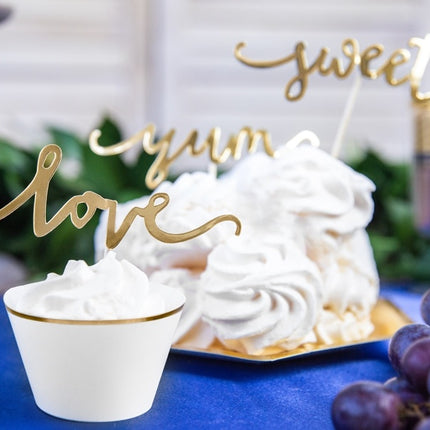 Cupcake Toppers Oro Dulce Amor Yum 13cm 6pcs