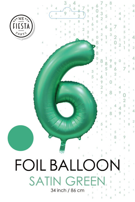 Globo Figura Verde 6 Años Brillo 86cm