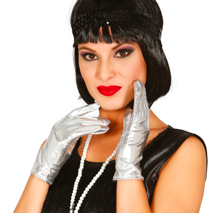 Guantes plateados 22cm