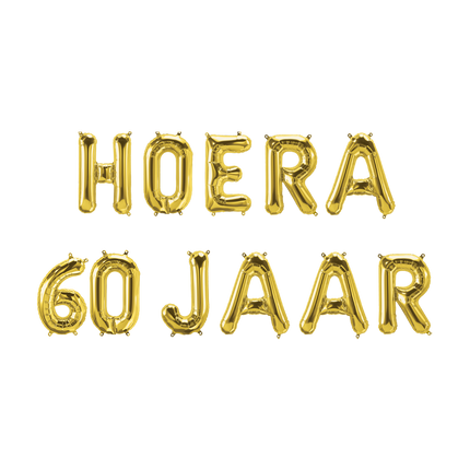 Set Globos Oro 60 Años Hurra 1,9m