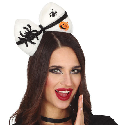 Diadema Halloween Lazo Blanco Araña