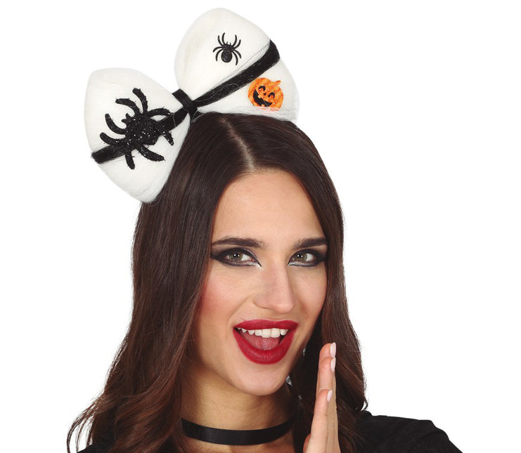 Diadema Halloween Lazo Blanco Araña