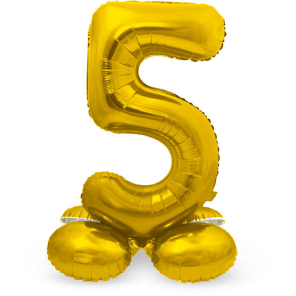 Globo Foil Figura 5 Oro con soporte 72cm