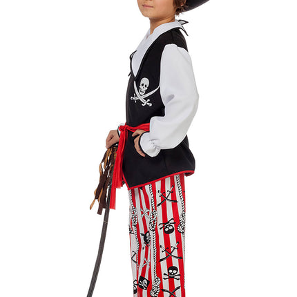 Traje Pirata Negro Blanco Niño