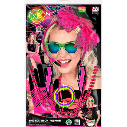 Juego de accesorios Neón 80S Rosa 5 piezas