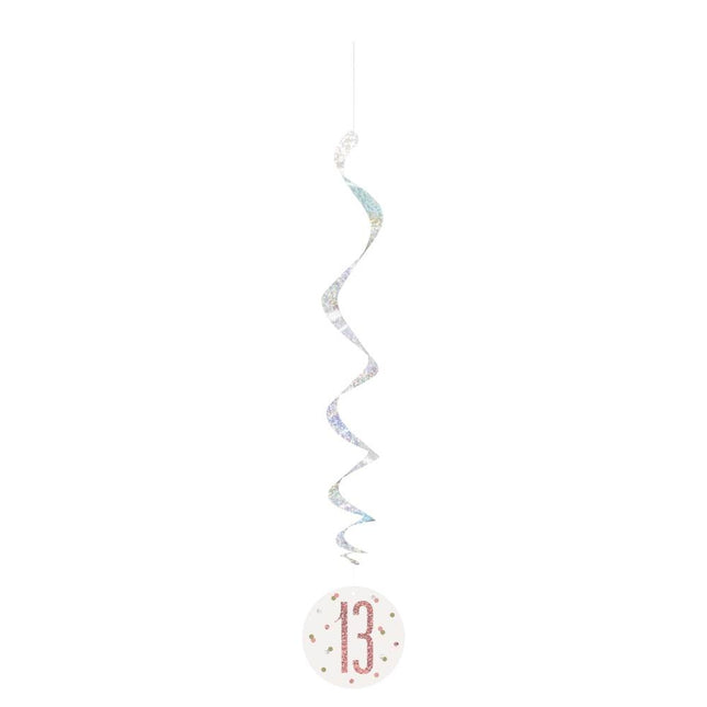 Decoración Colgante 13 Años Oro Rosa 81cm 6pcs