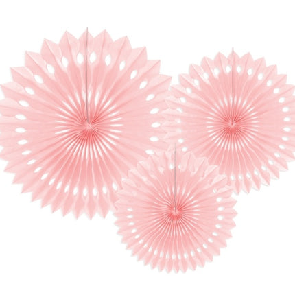 Abanicos de Papel Rosa Claro Pastel Set 20-30cm 3 piezas