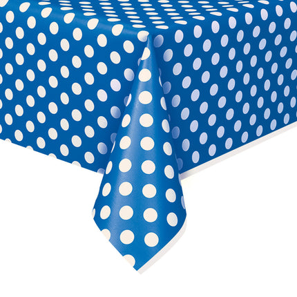 Mantel Azul Lunares Blancos 2.74m