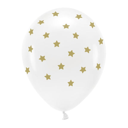 Globos Blancos Estrellas Doradas 33cm 6pcs