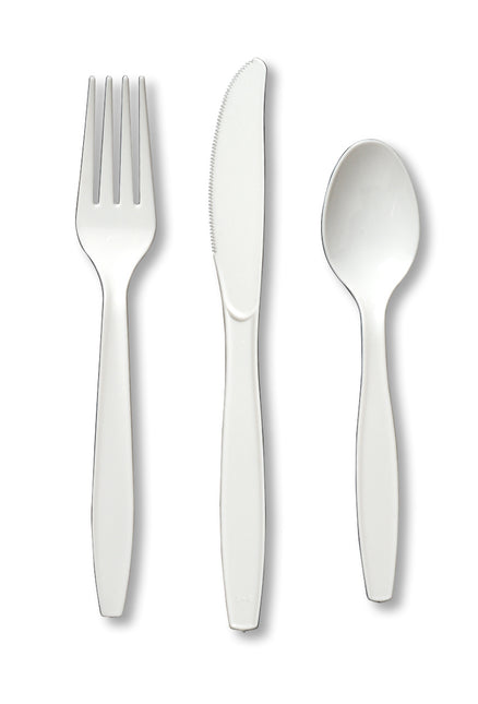 Cubiertos Plástico Blanco 24uds