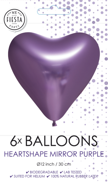 Globos Corazón Morado 30cm 6pcs