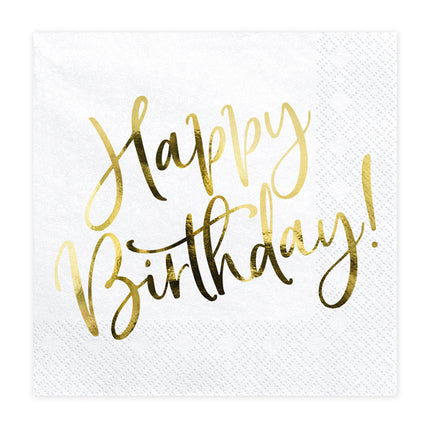 Servilletas Blancas Feliz Cumpleaños 33cm 20pcs