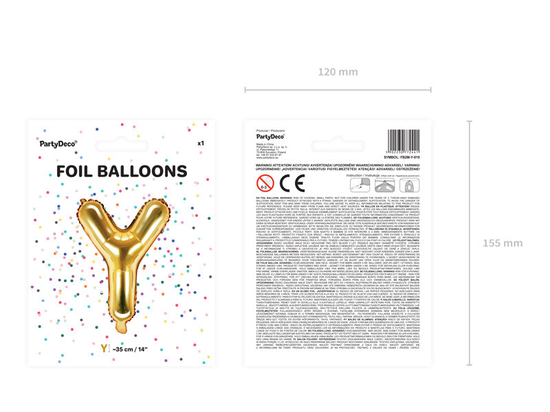 Globo Letra Y Oro Vacío 35cm