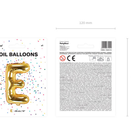 Globo Letra E Oro Vacío 35cm