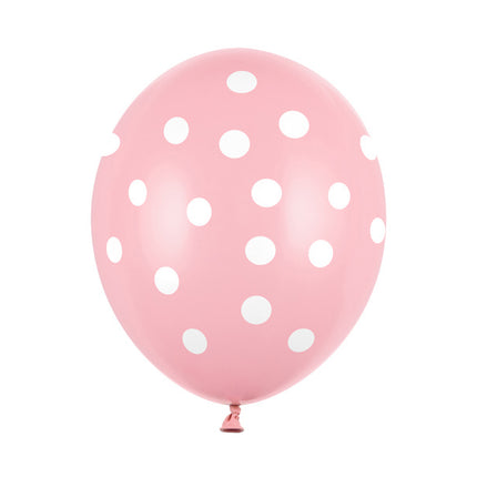Globos Rosa Claro Lunares Blancos 30cm 6pcs