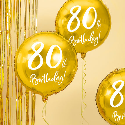 Globo de Helio 80 Cumpleaños Oro Vacío 45cm