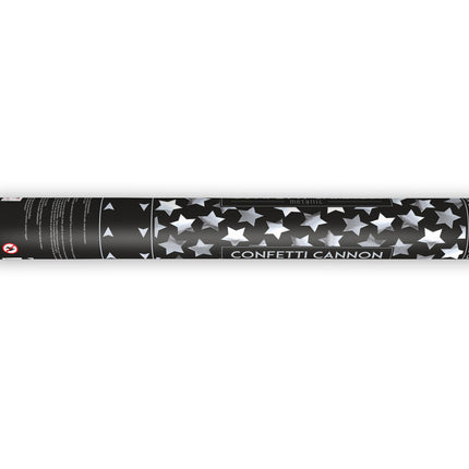 Cañón Confeti Estrellas Plata 40cm