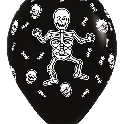 Globos Esqueleto Negro 30cm 25pcs